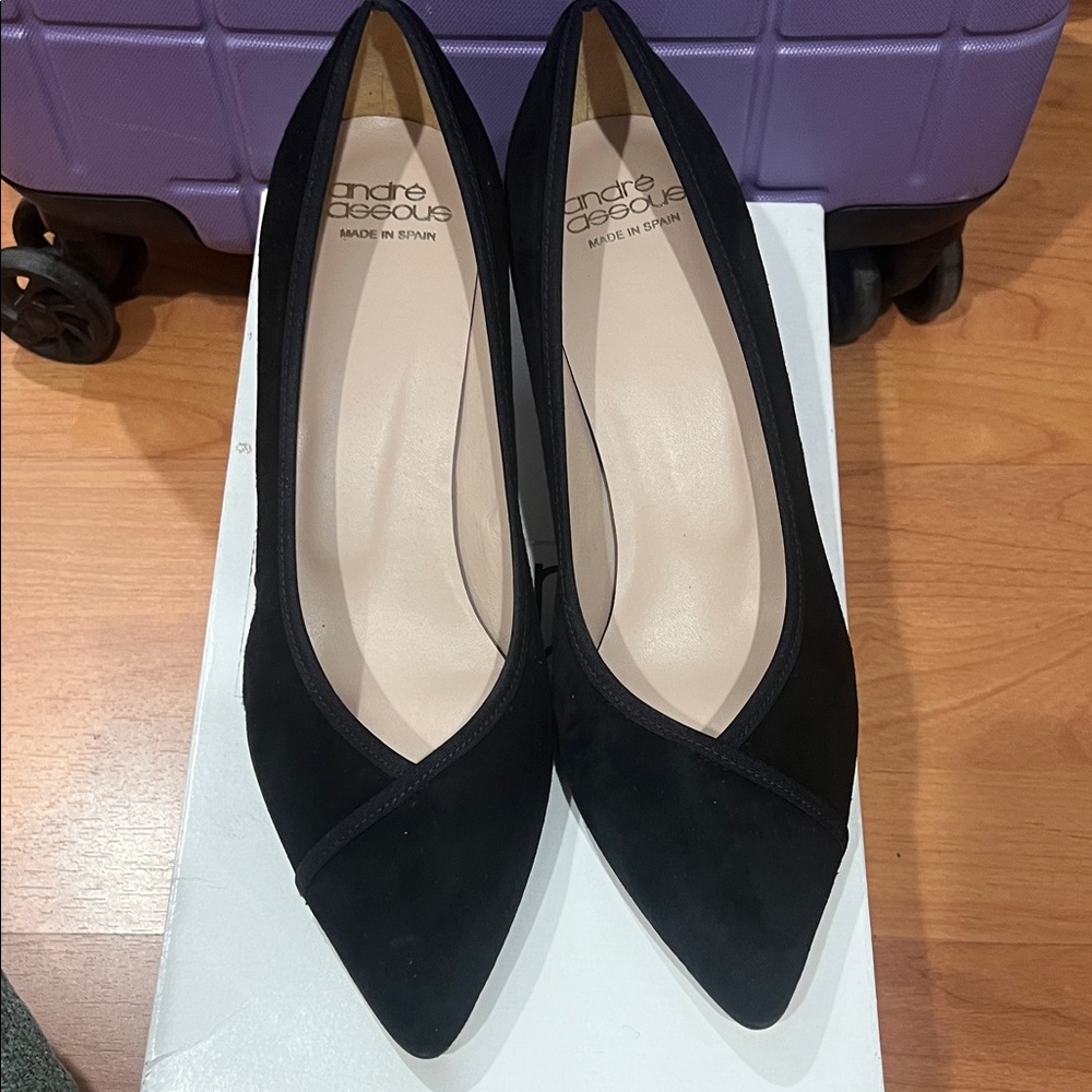 Andre Assous Black Pointed Toe Heels